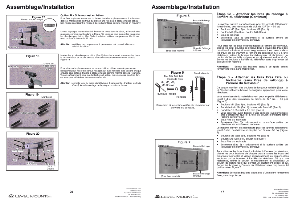 Assemblage/installation | Level Mount DMC85W User Manual | Page 17 / 18