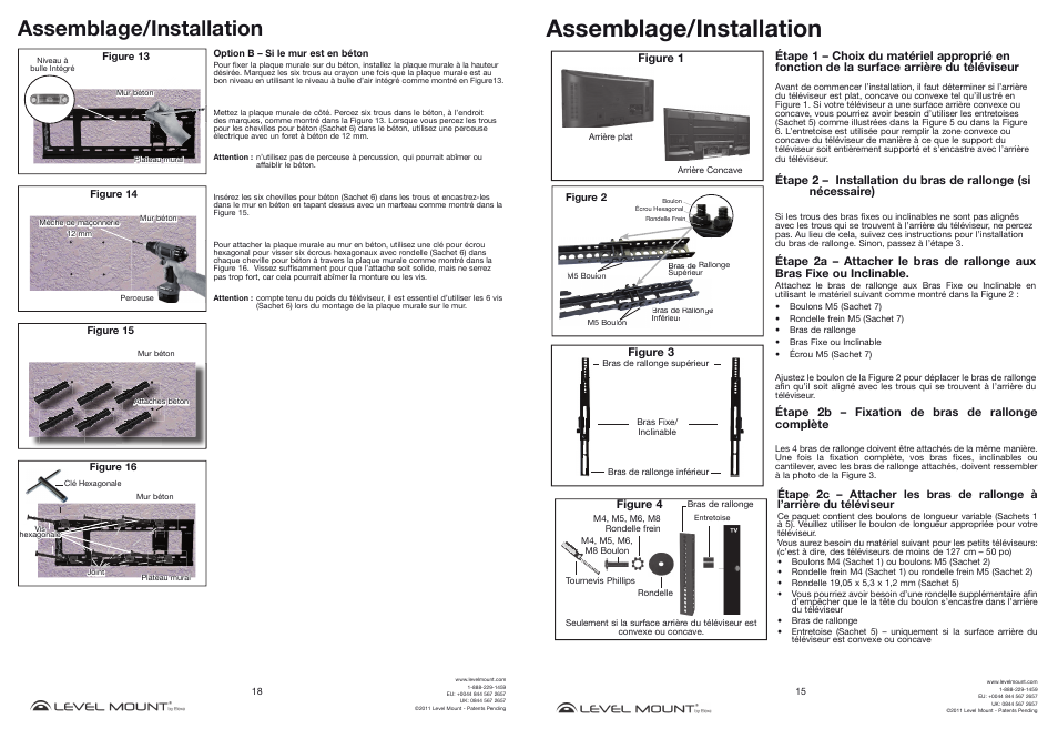 Assemblage/installation | Level Mount HETWF User Manual | Page 15 / 16