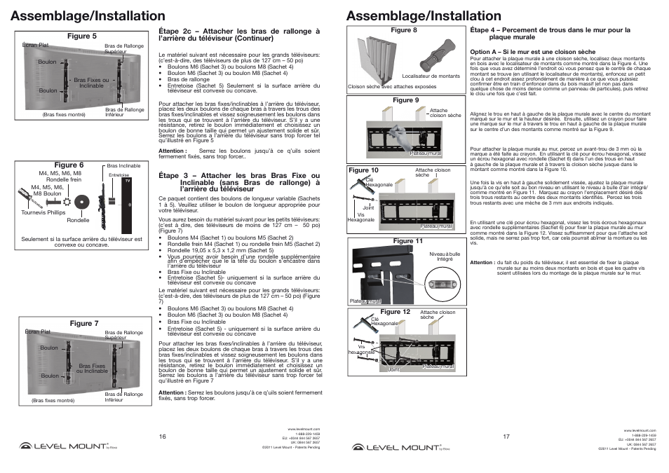 Assemblage/installation | Level Mount HETWF User Manual | Page 16 / 16