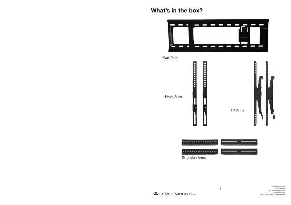 What’s in the box | Level Mount HETWF User Manual | Page 3 / 16