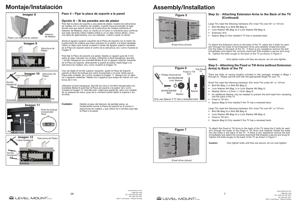 Montaje/instalación, Assembly/installation | Level Mount HETWF User Manual | Page 7 / 16