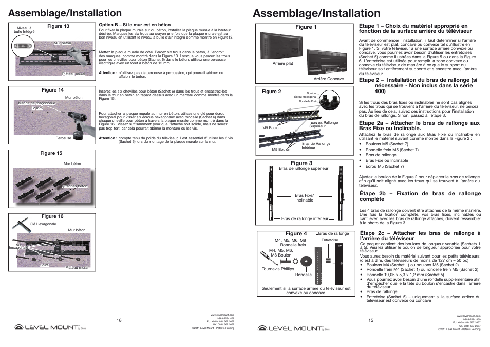 Assemblage/installation | Level Mount BE800T User Manual | Page 15 / 16
