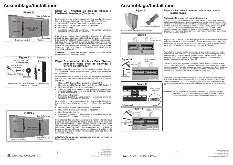 Assemblage/installation | Level Mount BE800T User Manual | Page 16 / 16