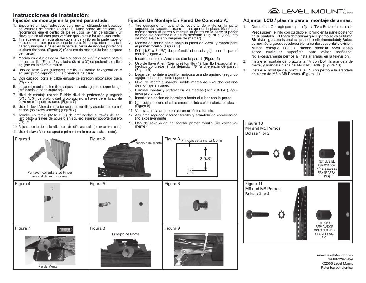 Instrucciones de instalación | Level Mount DC42SM User Manual | Page 5 / 9