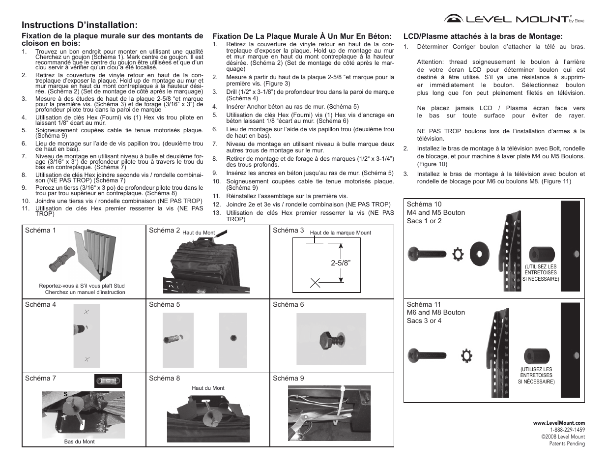 Instructions d’installation | Level Mount DC42SM User Manual | Page 8 / 9