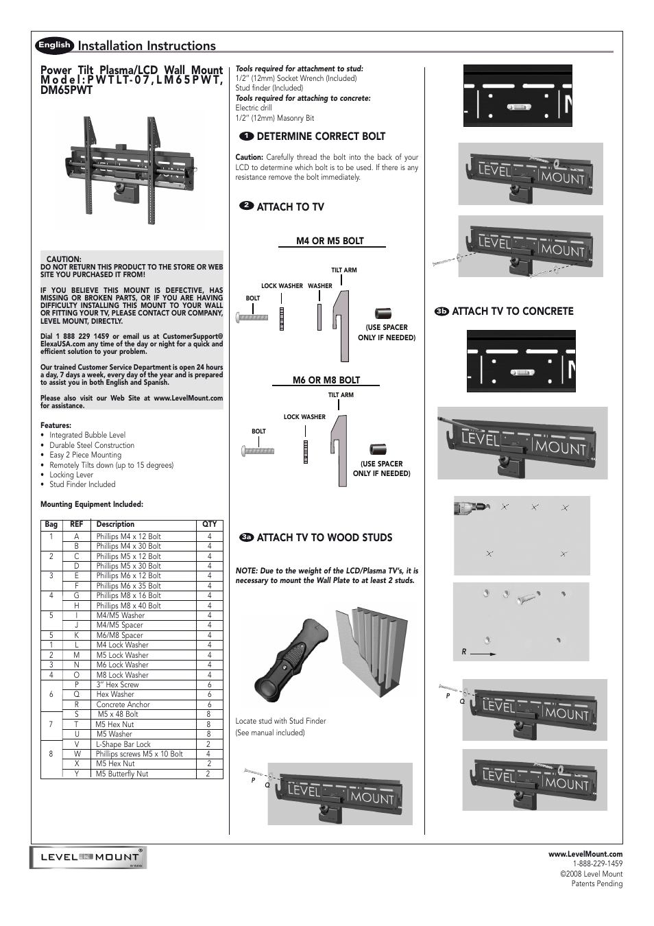 Level Mount DC65PWT User Manual | 6 pages