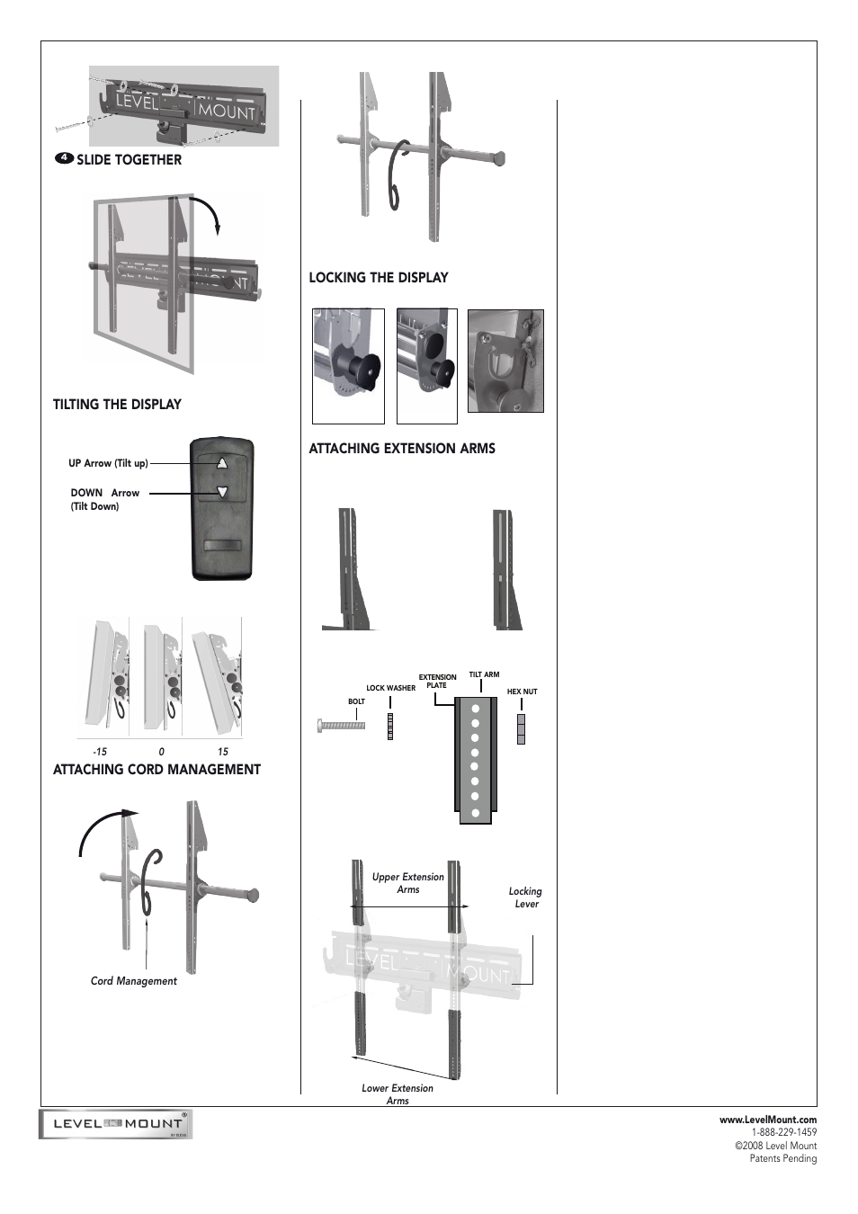 Slide together tilting the display | Level Mount DC65PWT User Manual | Page 2 / 6