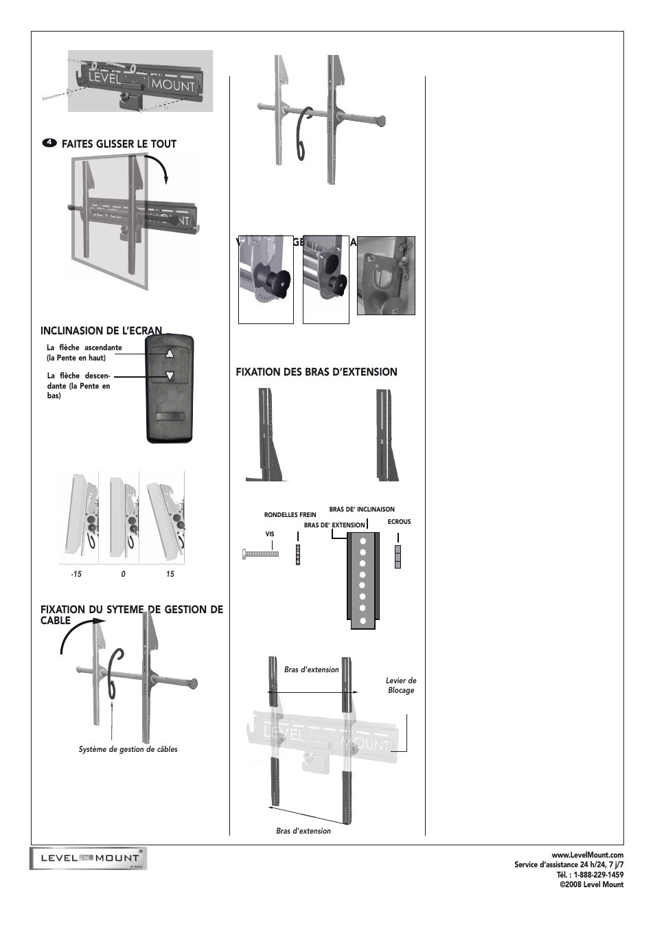 Faites glisser le tout inclinasion de l’ecran | Level Mount DC65PWT User Manual | Page 6 / 6