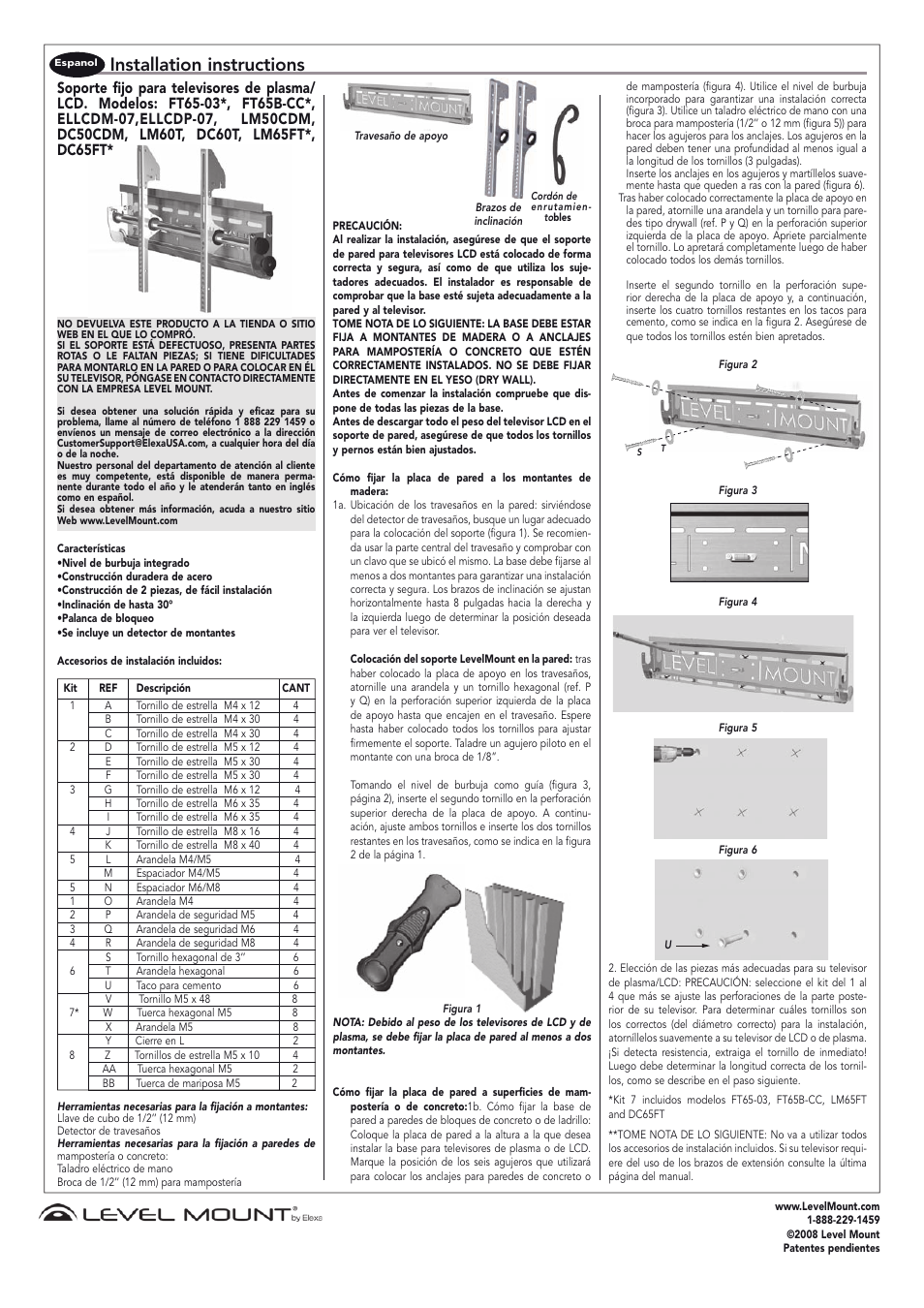 Installation instructions | Level Mount LM50HDCC User Manual | Page 5 / 12