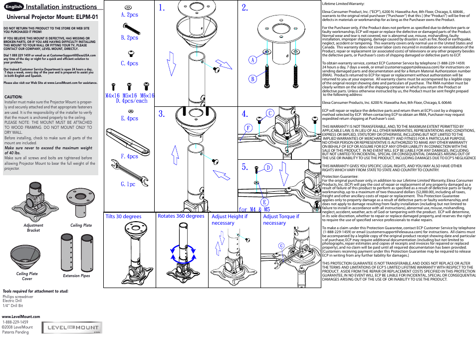 Level Mount ELPM-01 User Manual | 3 pages