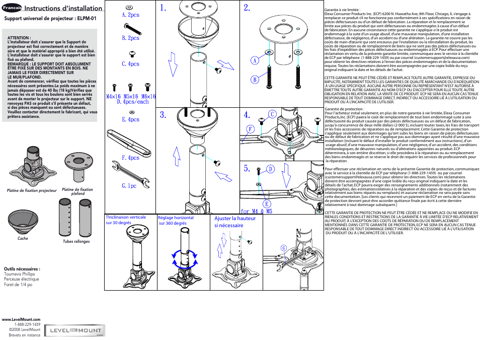 Instructions d’installation | Level Mount ELPM-01 User Manual | Page 3 / 3