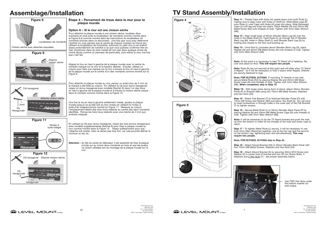 Assemblage/installation, Tv stand assembly/installation | Level Mount ELTVS60 User Manual | Page 7 / 24