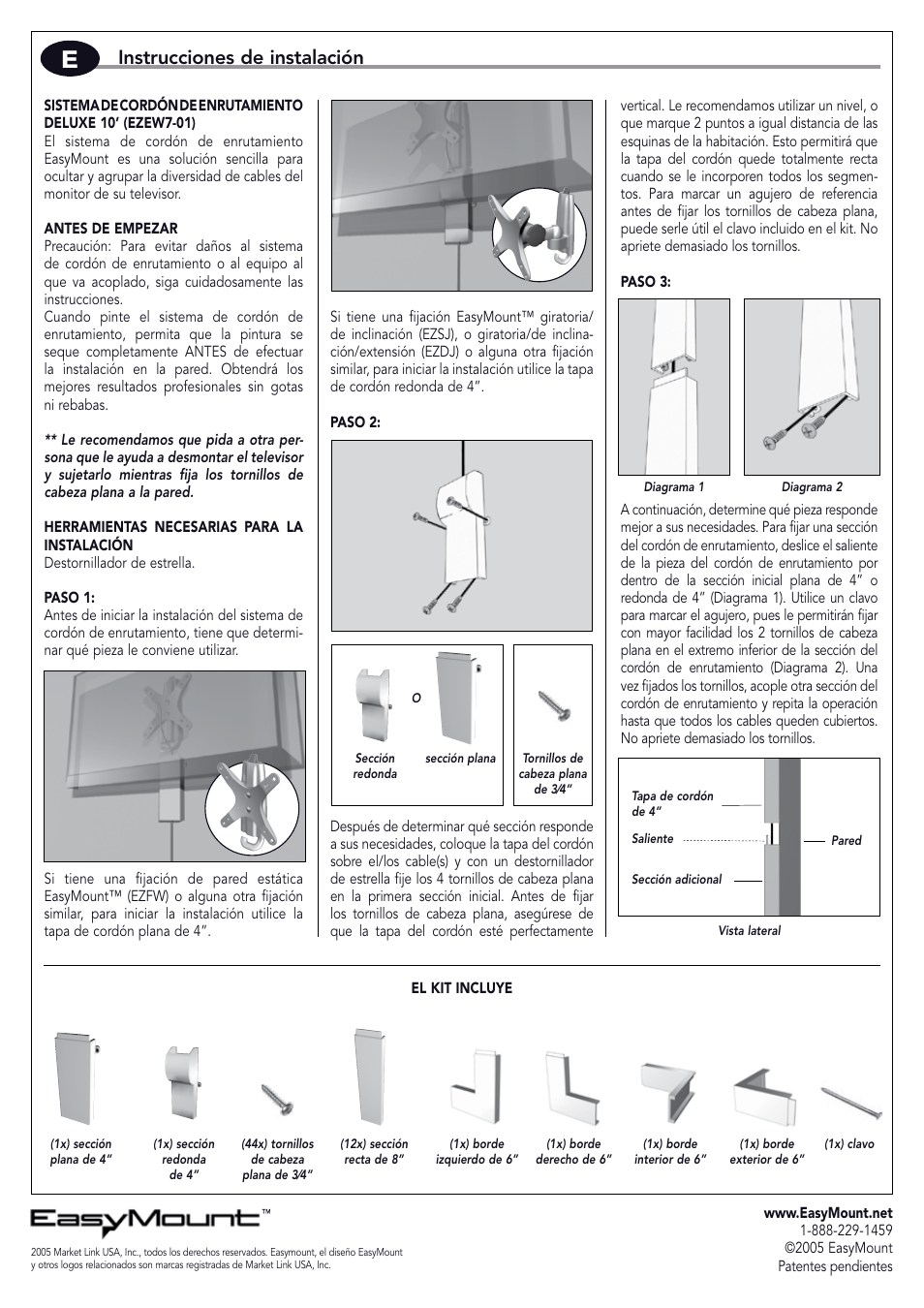 Instrucciones de instalación | Level Mount ELEW7-07 User Manual | Page 3 / 6