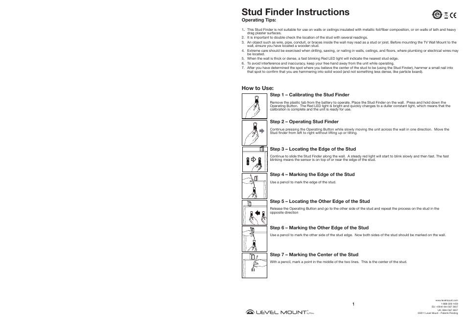 Level Mount Studfinder User Manual | 4 pages