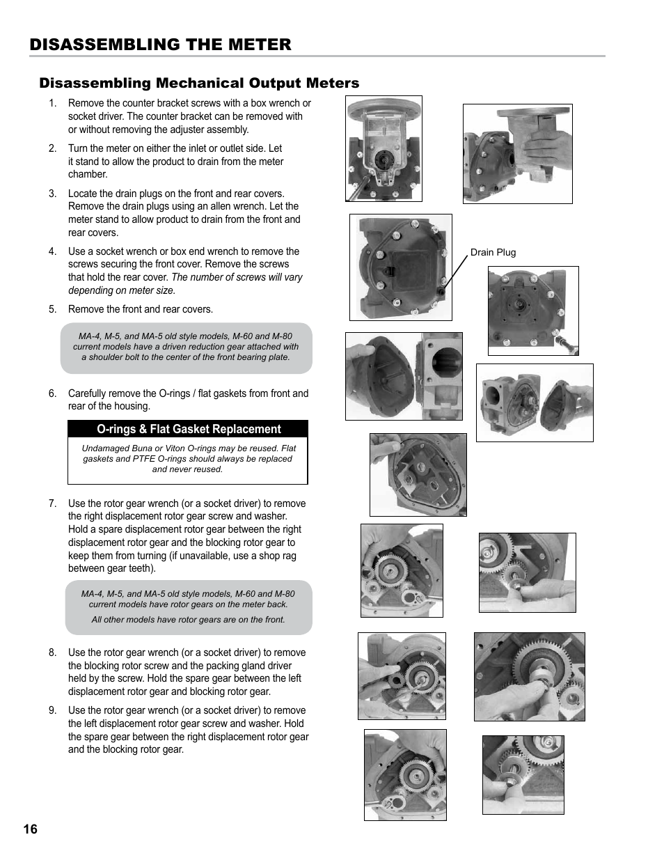 Disassembling the meter, Disassembling mechanical output meters | Liquid Controls M-MA Meters User Manual | Page 16 / 28