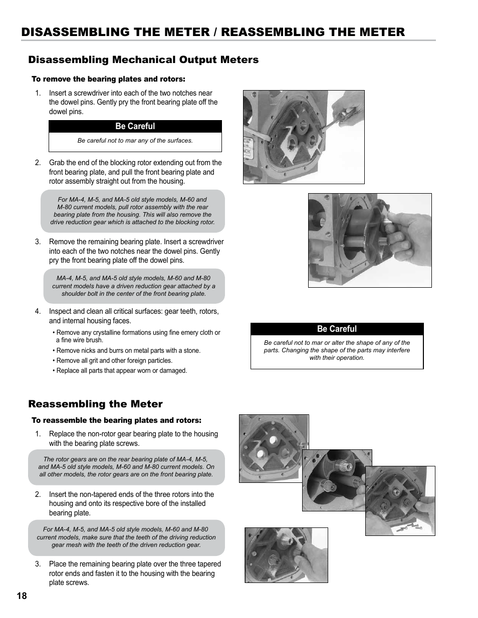 Disassembling the meter / reassembling the meter, Reassembling the meter, Disassembling mechanical output meters | Liquid Controls M-MA Meters User Manual | Page 18 / 28