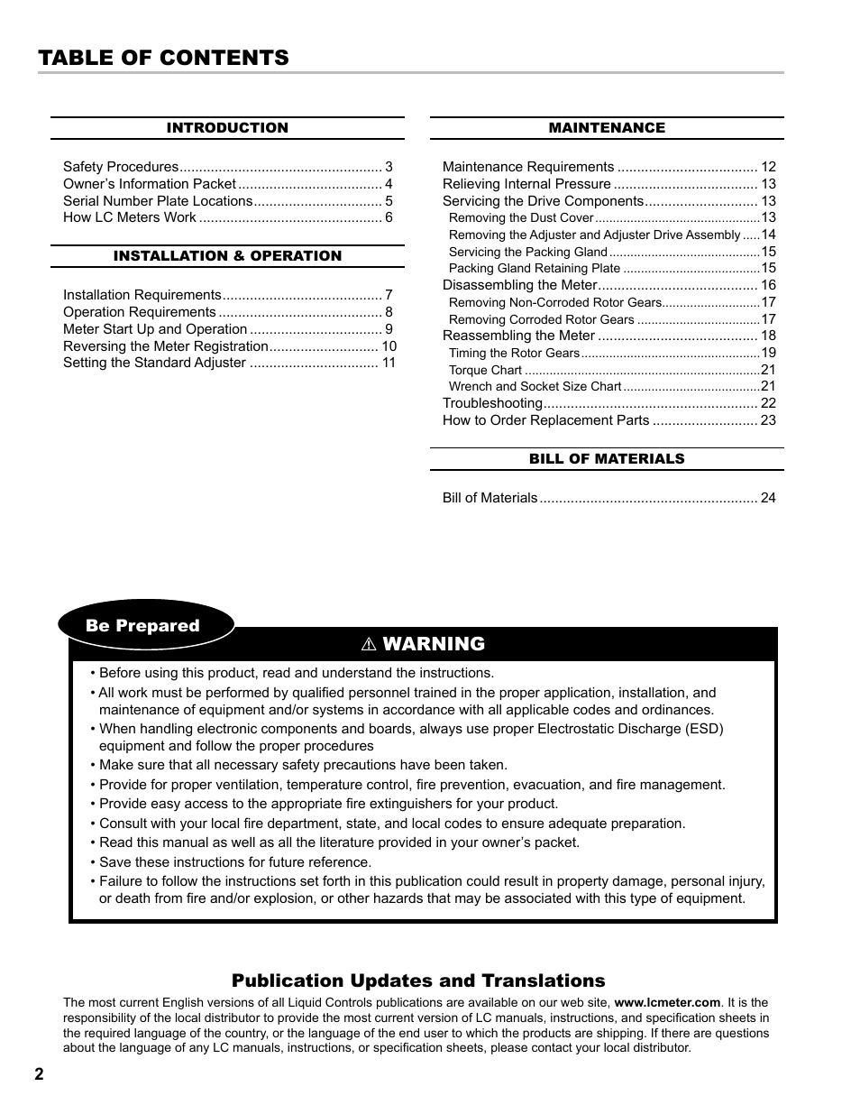 Liquid Controls M-MA Meters User Manual | Page 2 / 28