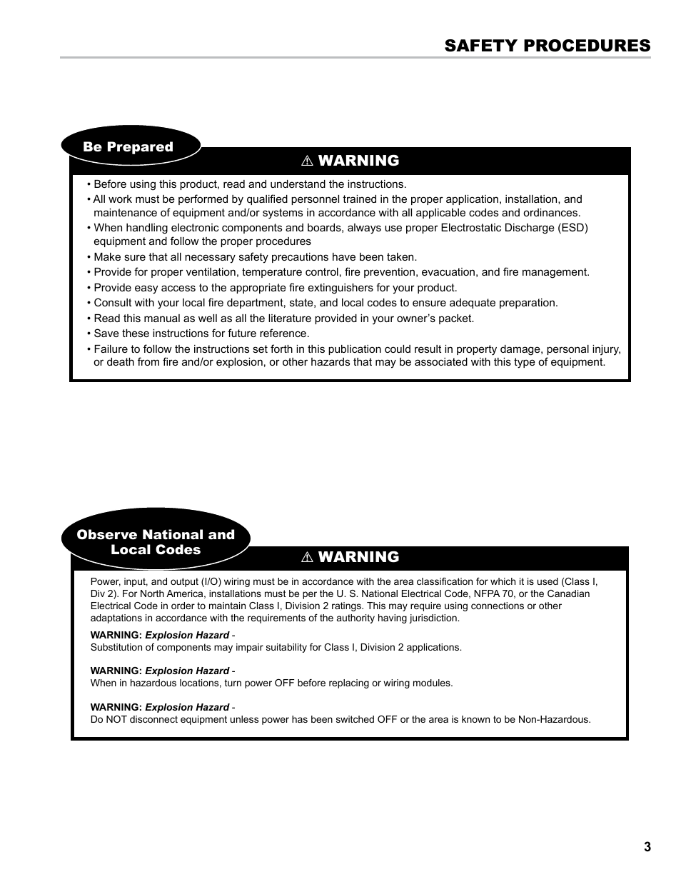 Safety procedures, Warning | Liquid Controls CIM100 User Manual | Page 3 / 16