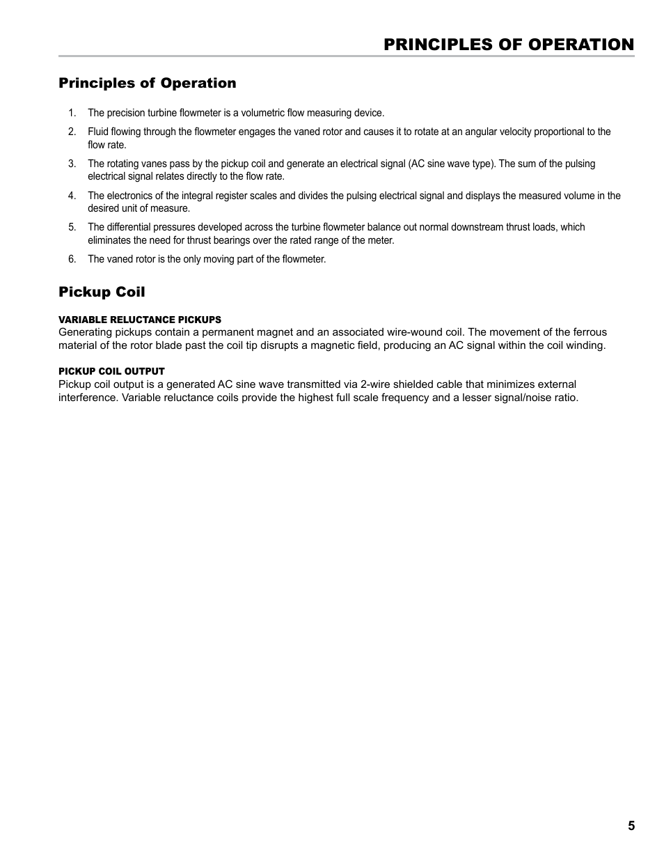 Principles of operation, Pickup coil | Liquid Controls CIM100 User Manual | Page 5 / 16