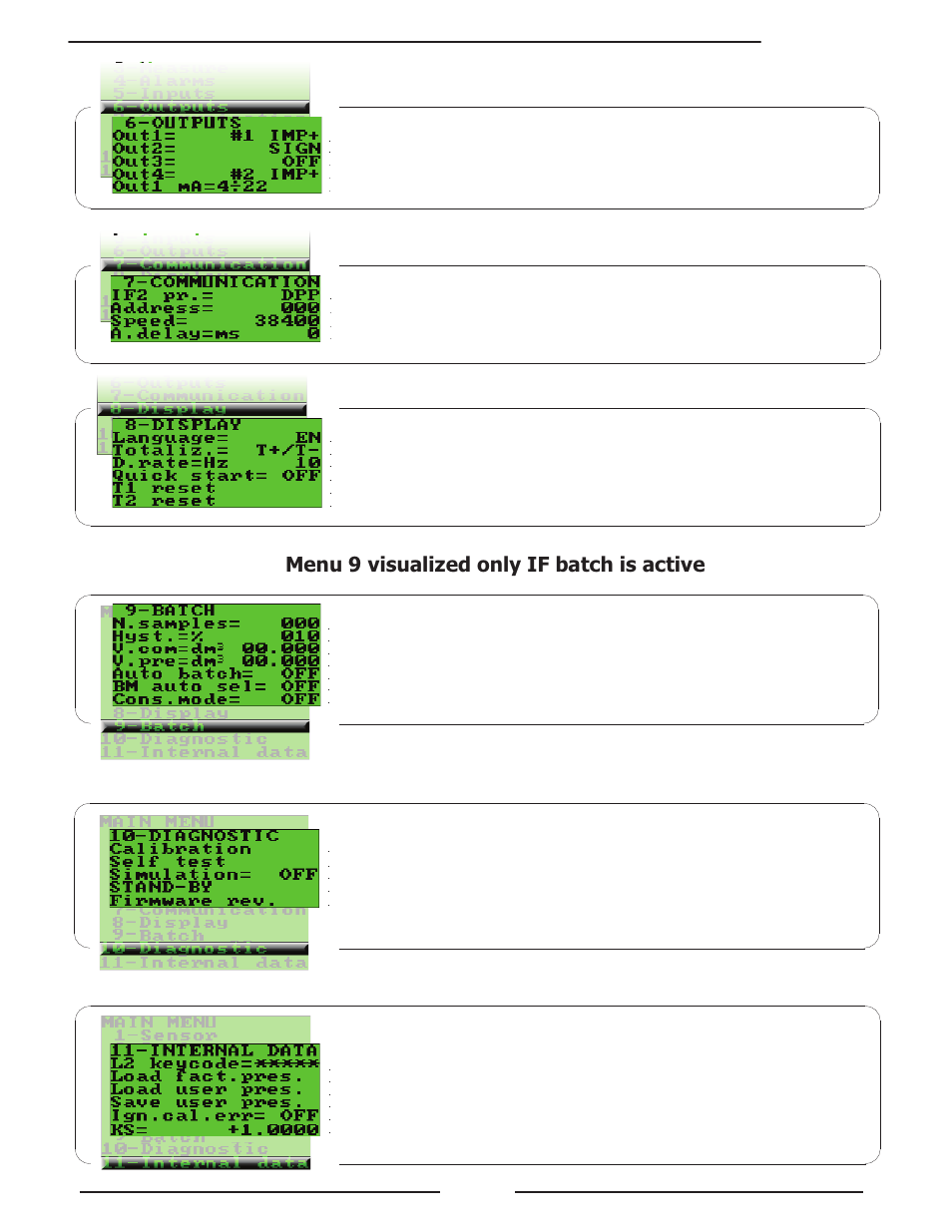 Menu 9 visualized only if batch is active | Liquid Controls HML4-F1 - LCMag User Manual | Page 24 / 40