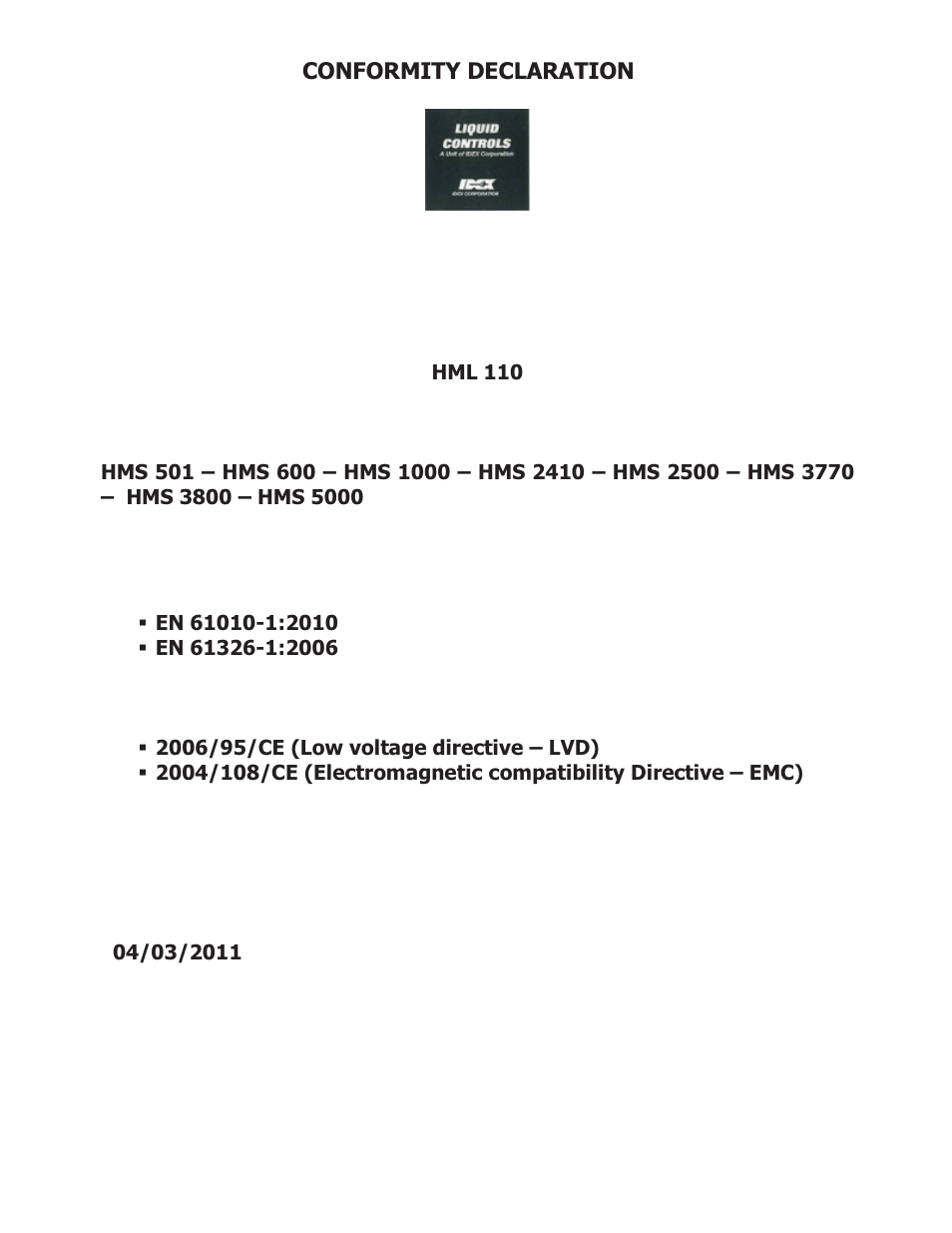 Liquid Controls HML4-F1 - LCMag User Manual | Page 39 / 40