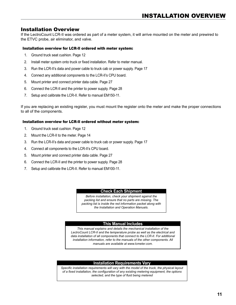 Installation overview | Liquid Controls LCRII Install E3650-E3651 Series User Manual | Page 11 / 40