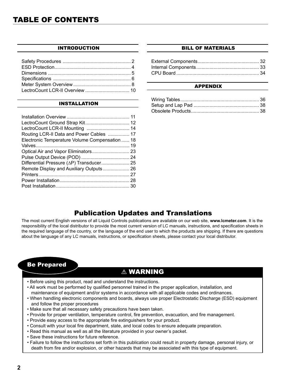 Liquid Controls LCRII Install E3650-E3651 Series User Manual | Page 2 / 40