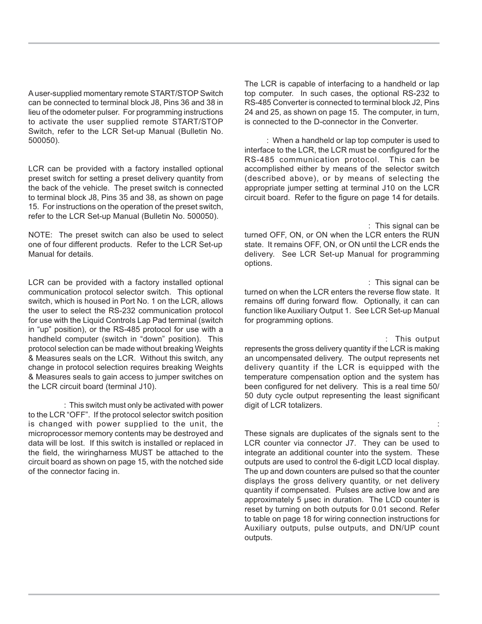 Wiring the lcr | Liquid Controls LCR Install User Manual | Page 14 / 24