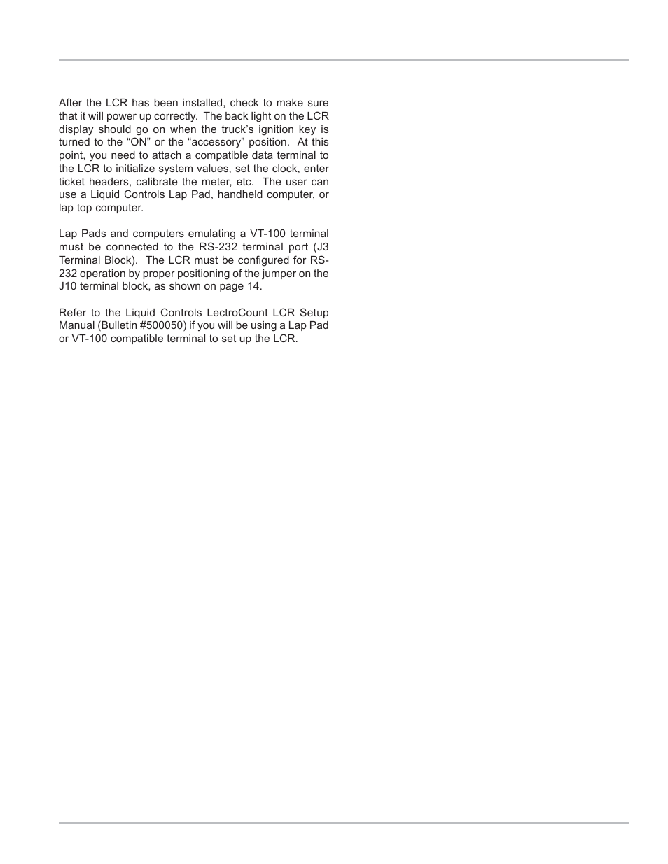 System startup | Liquid Controls LCR Install User Manual | Page 17 / 24