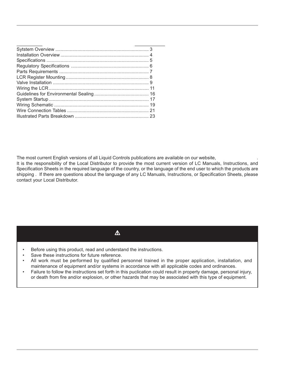 Liquid Controls LCR Install User Manual | Page 2 / 24