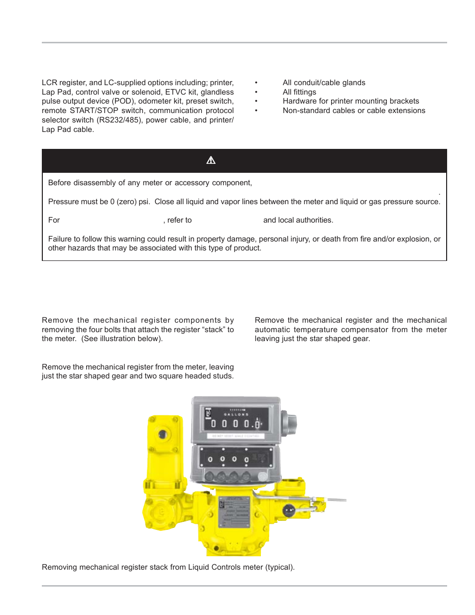 Parts requirements | Liquid Controls LCR Install User Manual | Page 7 / 24