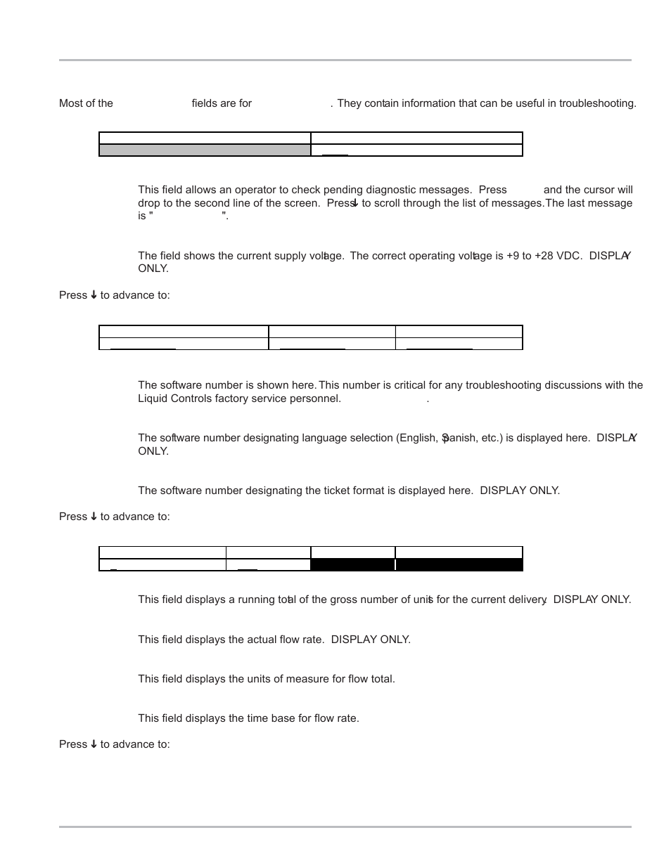 Diagnostics/factory calibration, Diagnostics | Liquid Controls LCR Setup & Operation User Manual | Page 29 / 60