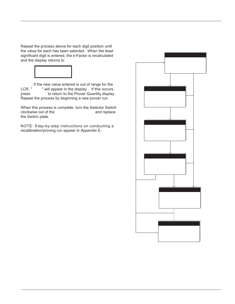 Prod 1, F 70.0, 2 ºf | Error, Recalibration/proving without a lap pad | Liquid Controls LCR Setup & Operation User Manual | Page 33 / 60