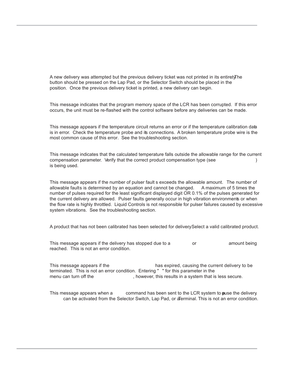 Appendix c - error messages, Diagnostic message list | Liquid Controls LCR Setup & Operation User Manual | Page 48 / 60