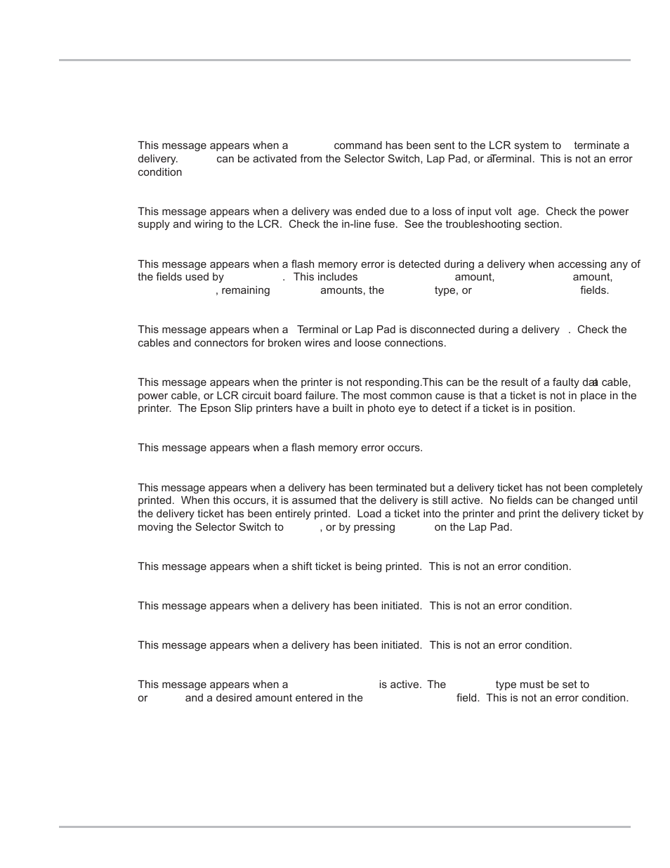 Appendix c - error messages | Liquid Controls LCR Setup & Operation User Manual | Page 49 / 60