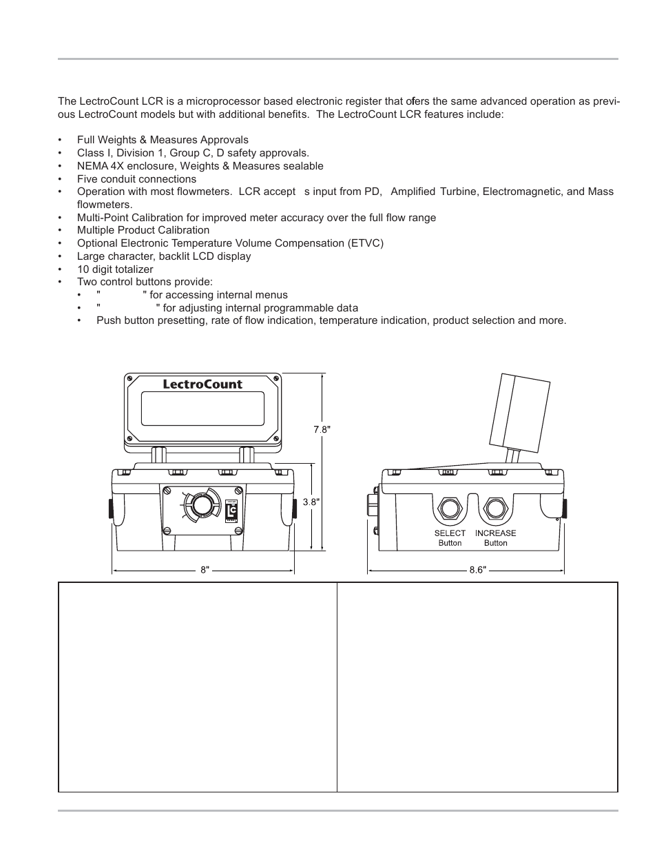 Lcr specifications | Liquid Controls LCR Setup & Operation User Manual | Page 5 / 60