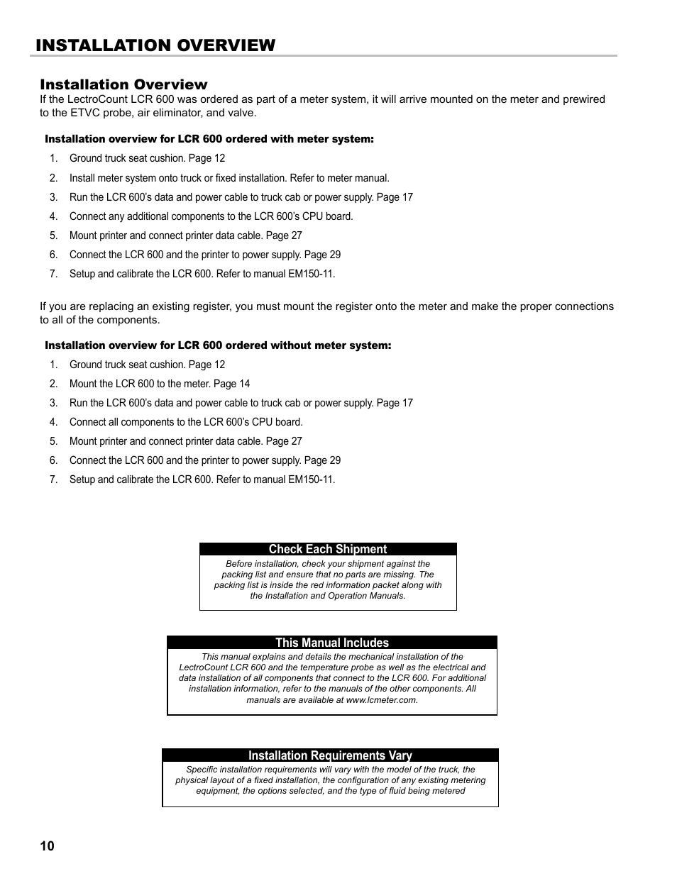 Installation overview | Liquid Controls LCR 600 Install User Manual | Page 10 / 36