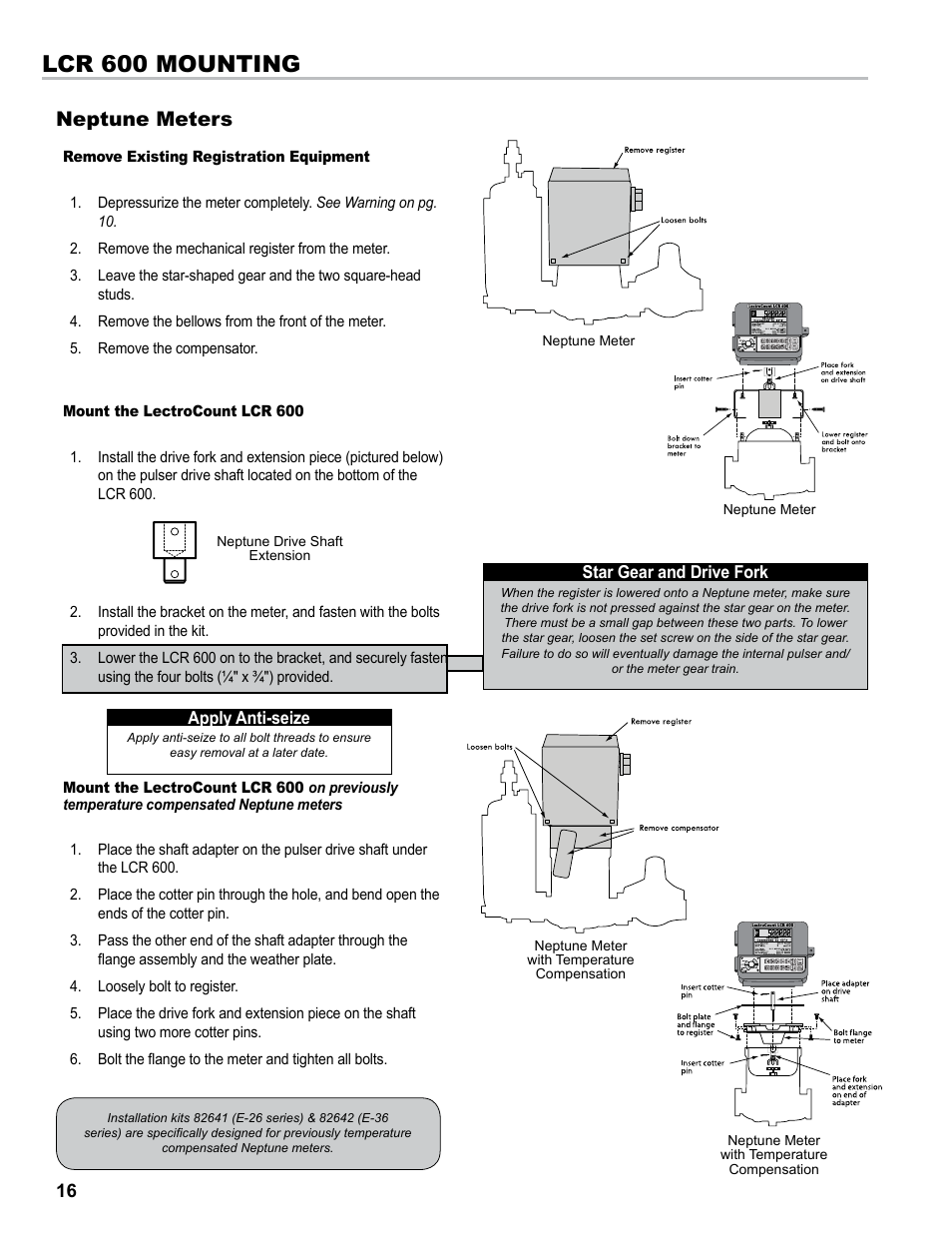 Lcr 600 mounting, Neptune meters | Liquid Controls LCR 600 Install User Manual | Page 16 / 36