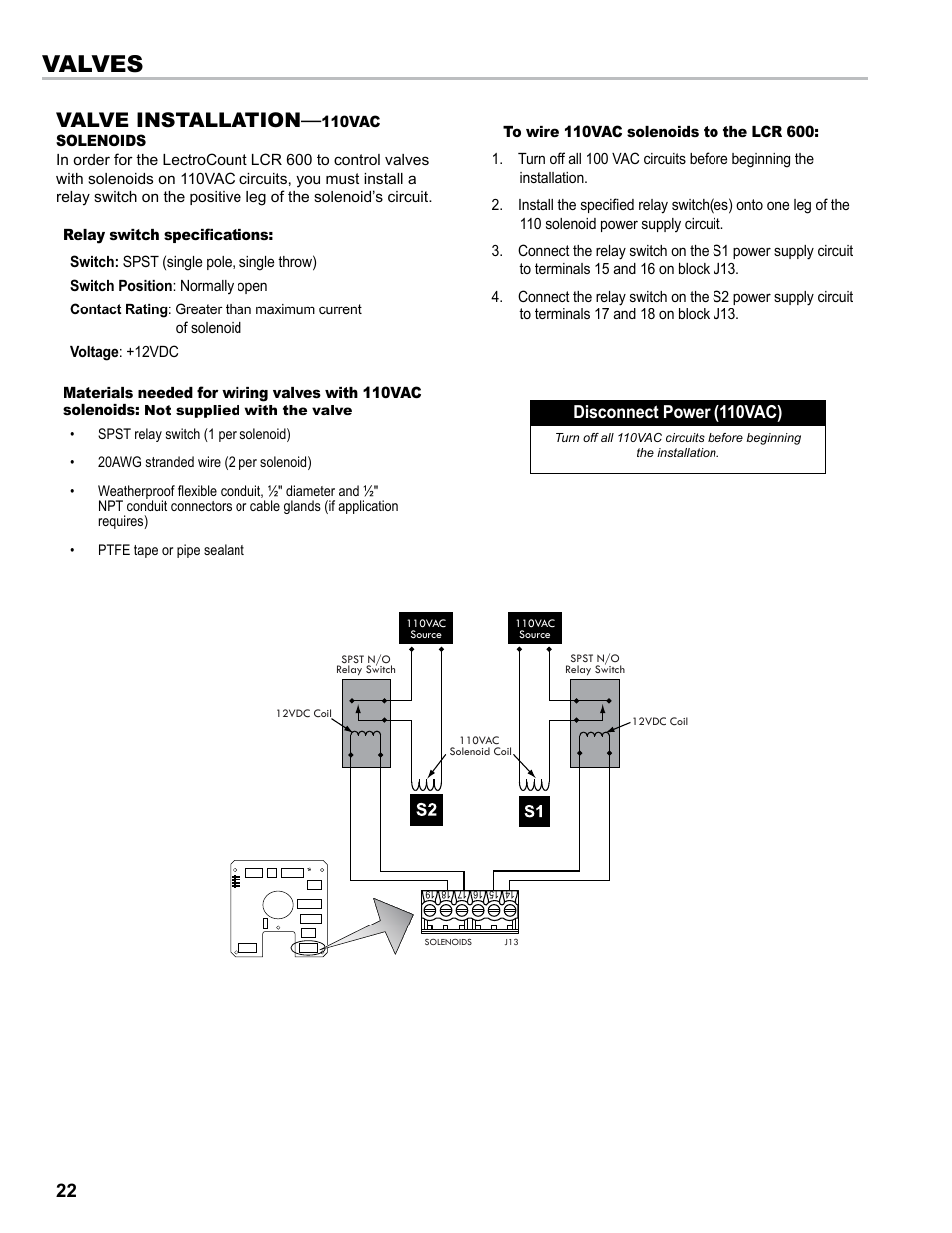 Valves, Valve installation | Liquid Controls LCR 600 Install User Manual | Page 22 / 36
