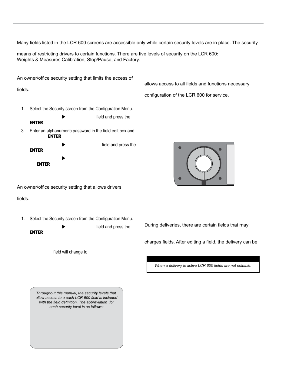 Introduction - security, Levels of security | Liquid Controls LCR 600 Setup & Op User Manual | Page 18 / 68