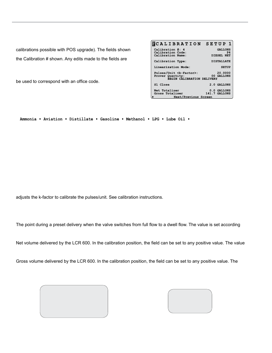 Calibration setup | Liquid Controls LCR 600 Setup & Op User Manual | Page 32 / 68