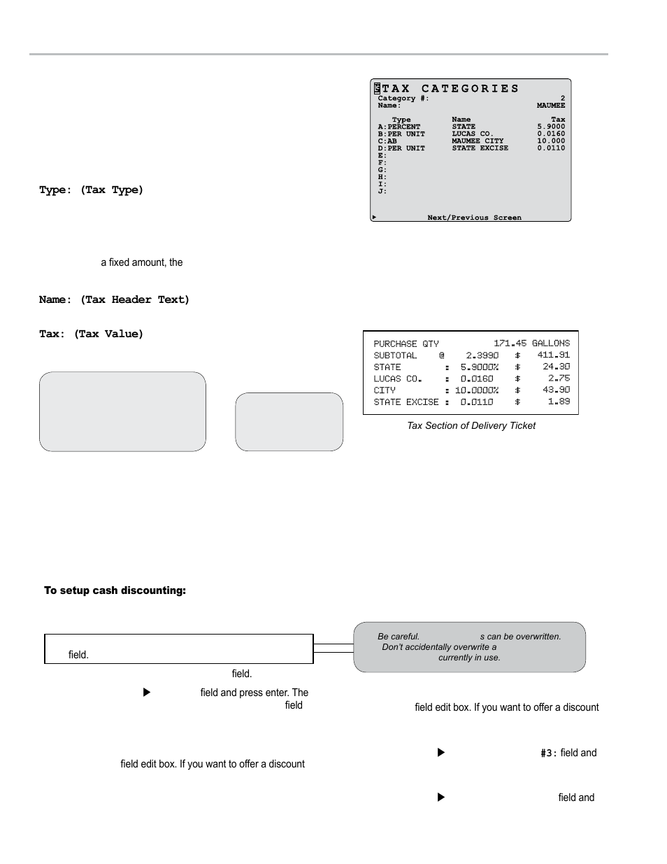 Point-of-sale setup, Cash discounting | Liquid Controls LCR 600 Setup & Op User Manual | Page 38 / 68