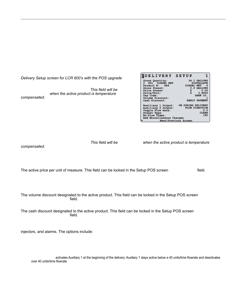 Operation - delivery setup (pos) | Liquid Controls LCR 600 Setup & Op User Manual | Page 51 / 68