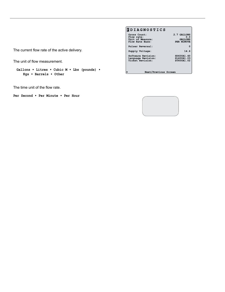 Diagnostics | Liquid Controls LCR 600 Setup & Op User Manual | Page 56 / 68