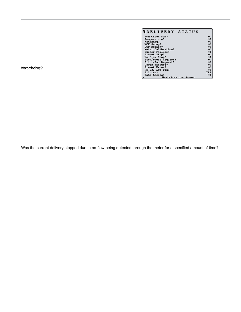 Diagnostics - delivery status | Liquid Controls LCR 600 Setup & Op User Manual | Page 59 / 68