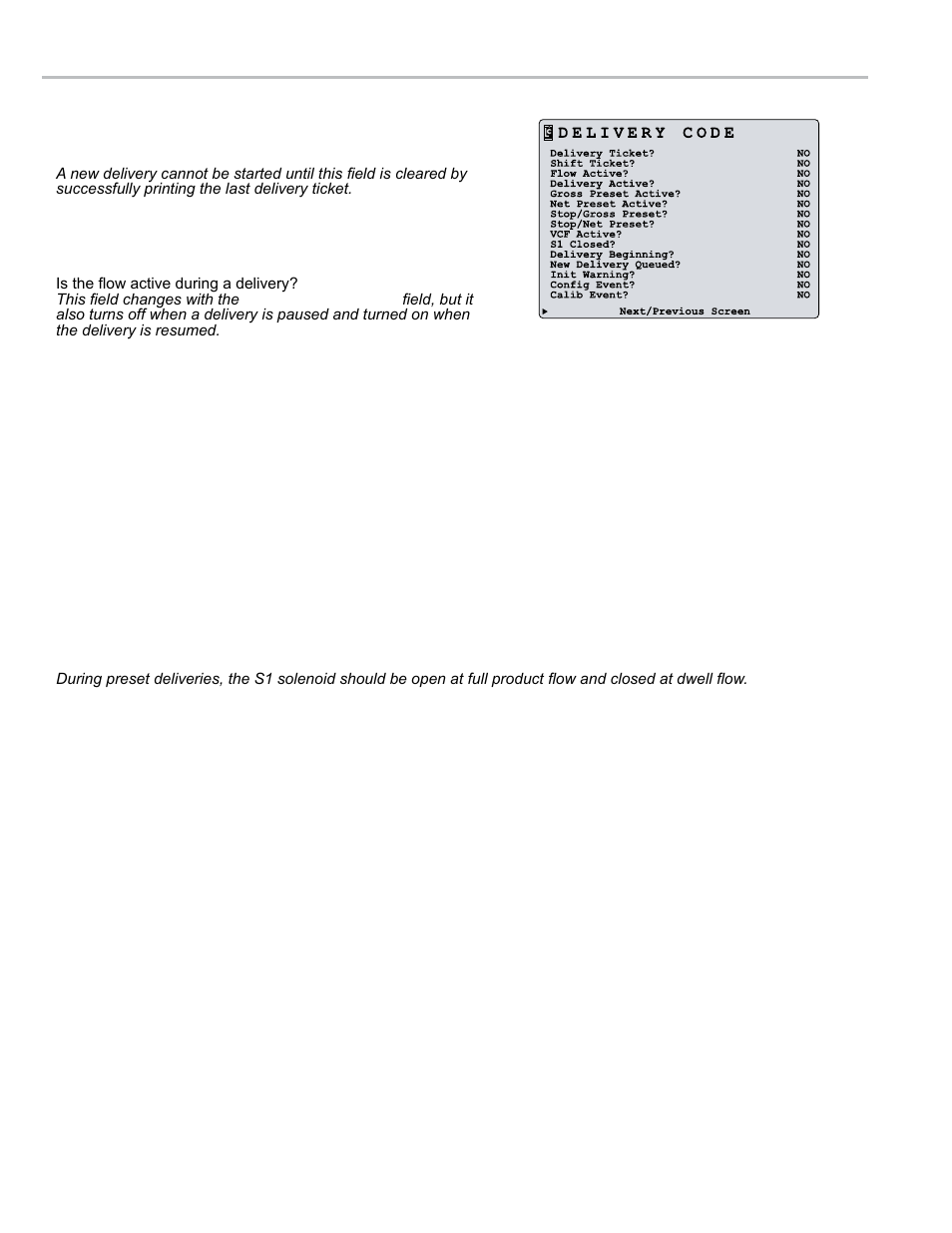 Diagnostics - delivery code | Liquid Controls LCR 600 Setup & Op User Manual | Page 60 / 68