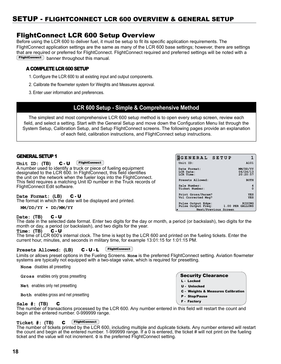 Setup, Flightconnect lcr 600 setup overview, Flightconnect lcr 600 overview & general setup | Lcr 600 setup - simple & comprehensive method | Liquid Controls FlightConnect 600 User Manual | Page 18 / 52