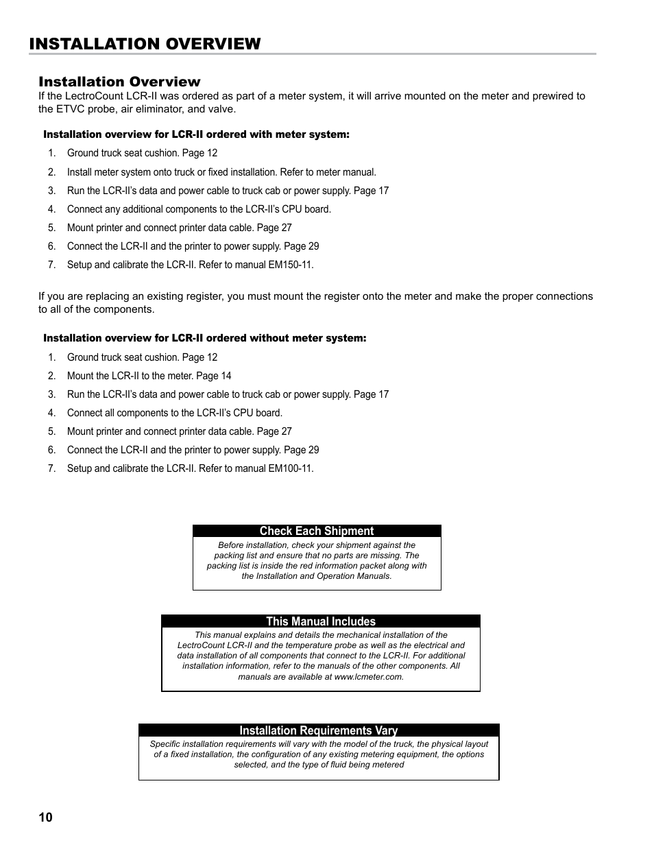 Installation overview | Liquid Controls LCR-II Installation E3655-E3656 User Manual | Page 10 / 36