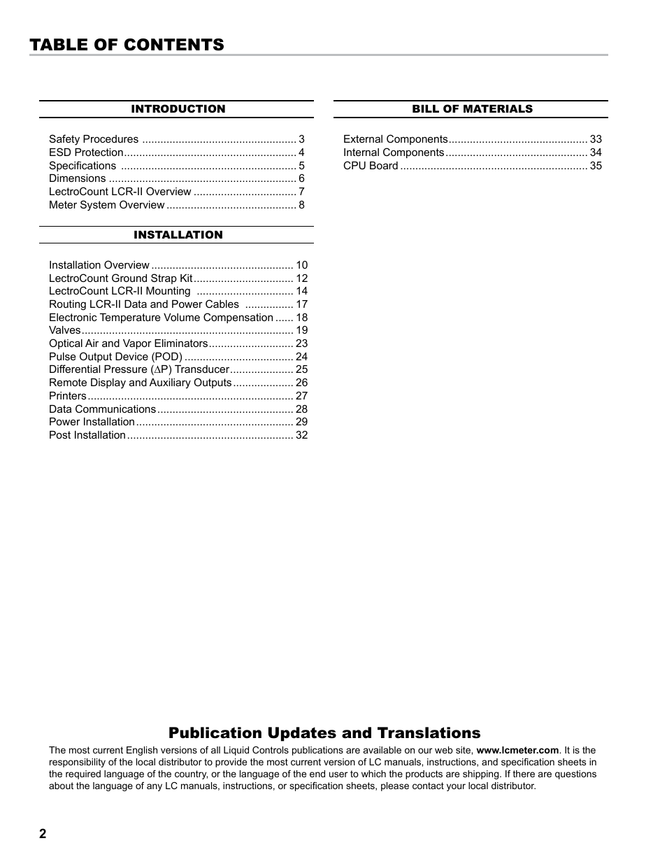Liquid Controls LCR-II Installation E3655-E3656 User Manual | Page 2 / 36