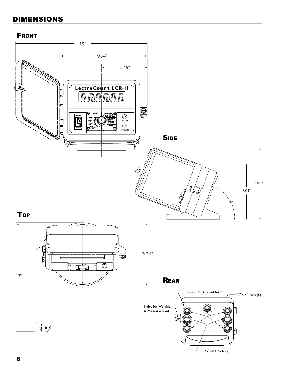 Dimensions s | Liquid Controls LCR-II Installation E3655-E3656 User Manual | Page 6 / 36